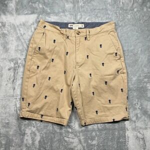 Vans Mens Tan Blue Pineapple Skull All Over Print Chino Skater Shorts Size 30